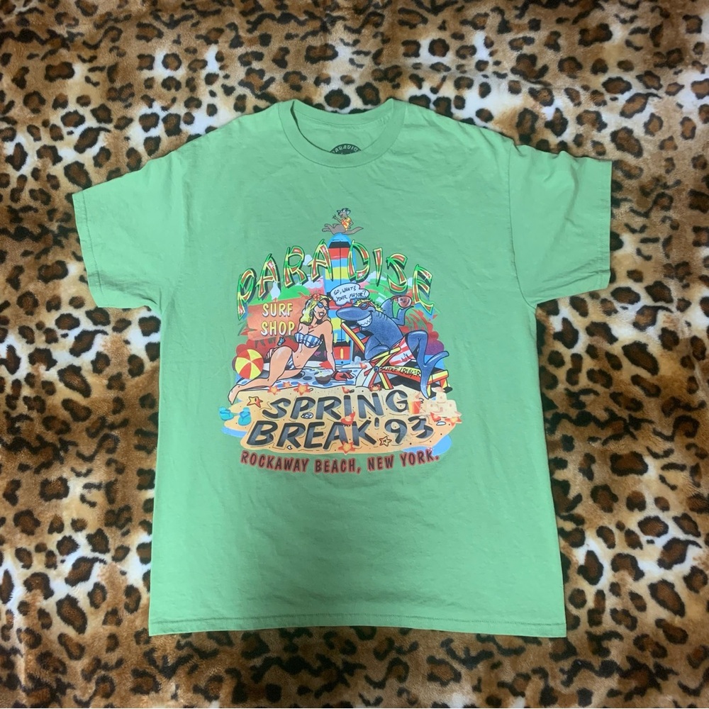 Paradise nyc t shirt green graphic (large)spring break 93